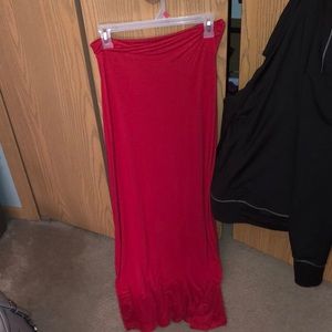 Long red skirt
